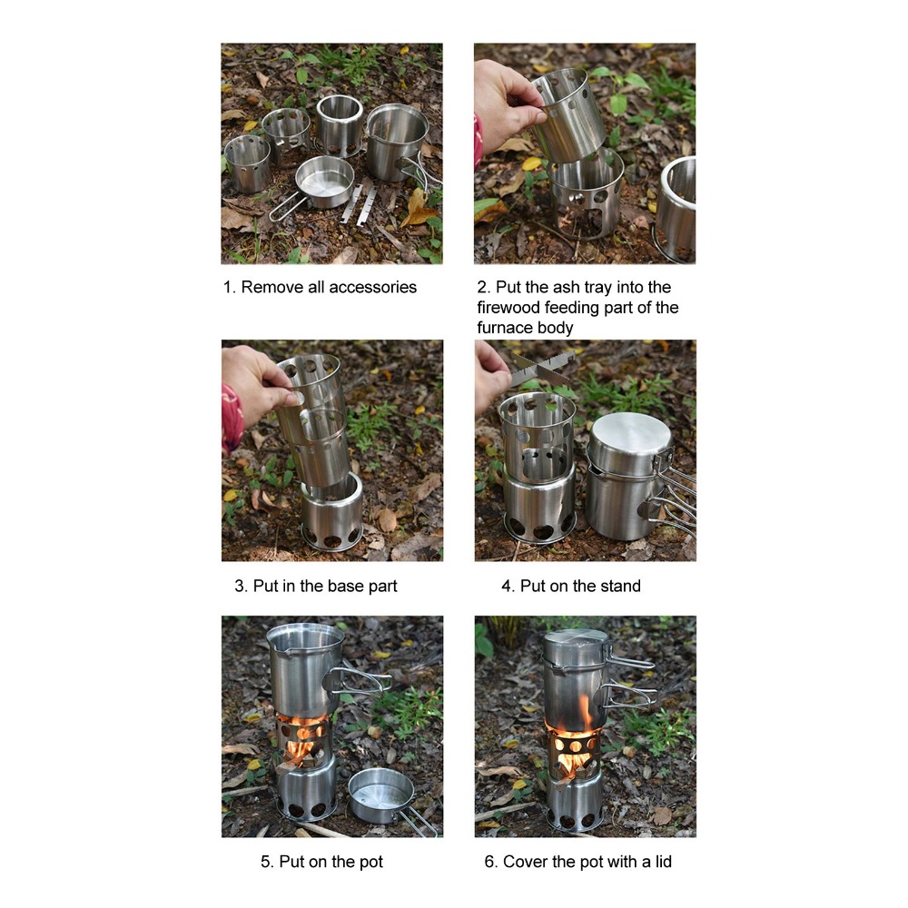 Stainless Steel Camping Cookwa - огляд і ціна Camping Cooking Pot With Lid