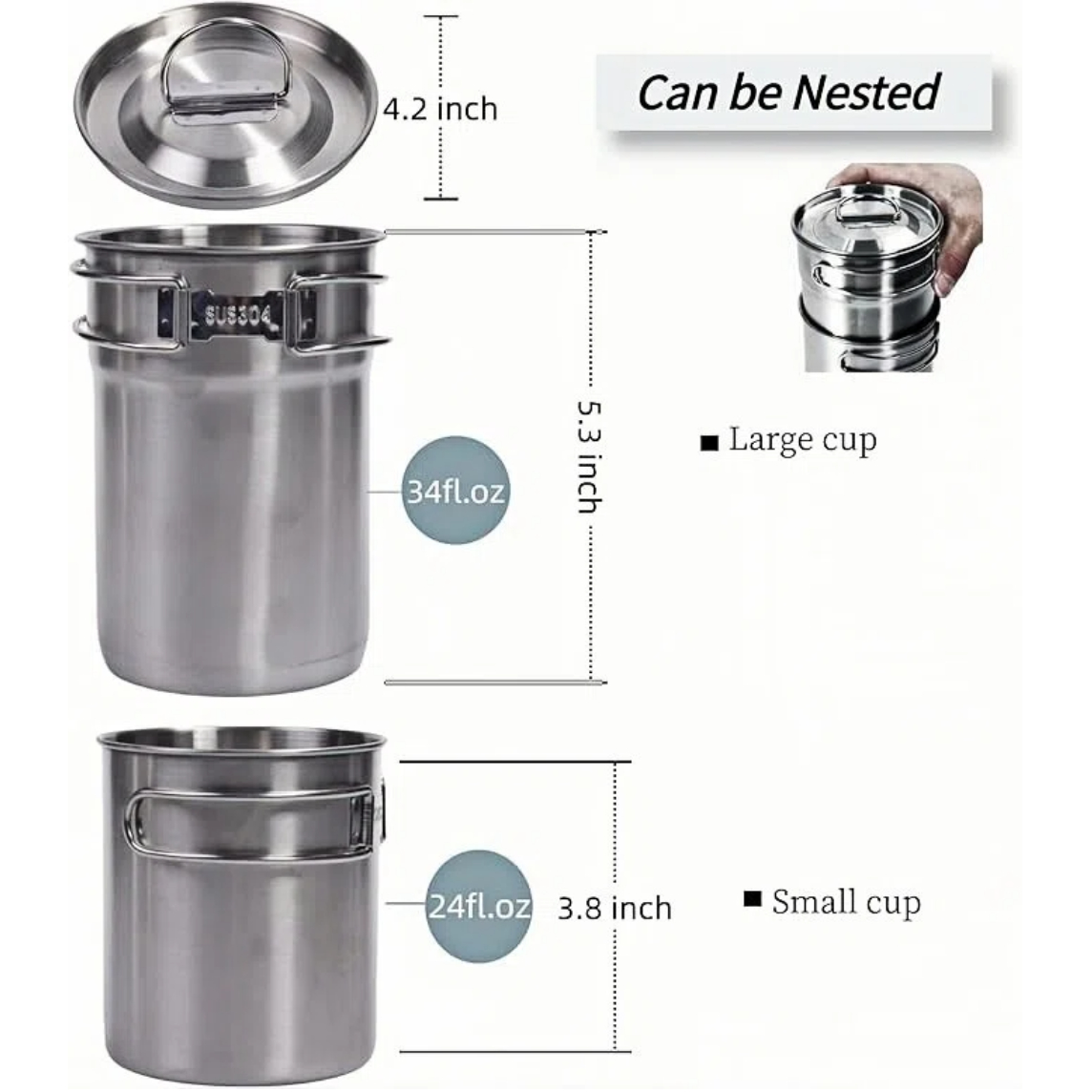 Foldable Camping Cups Mugs Cam - огляд і ціна Camping Cooking Pot With Lid