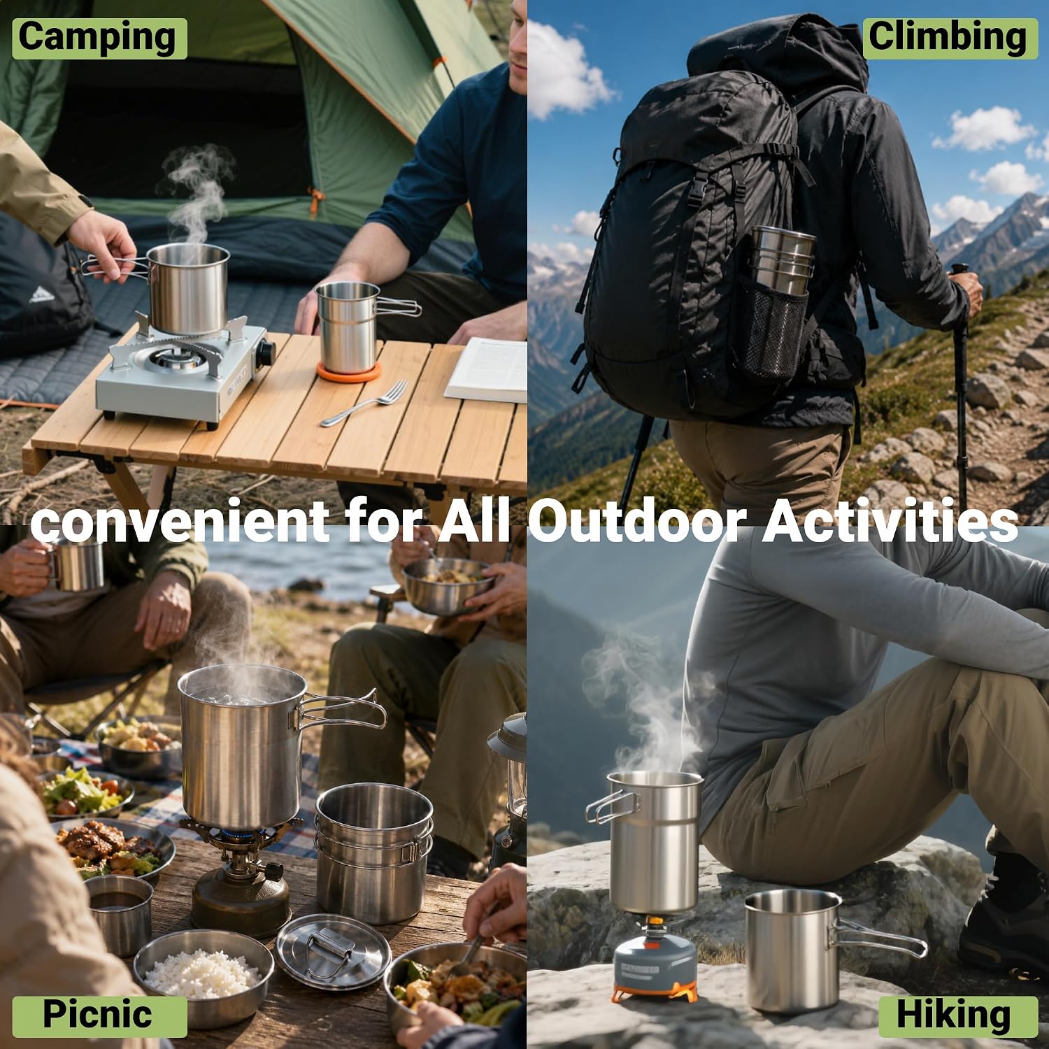 Foldable Camping Cups Mugs Cam - огляд і ціна Camping Cooking Pot With Lid