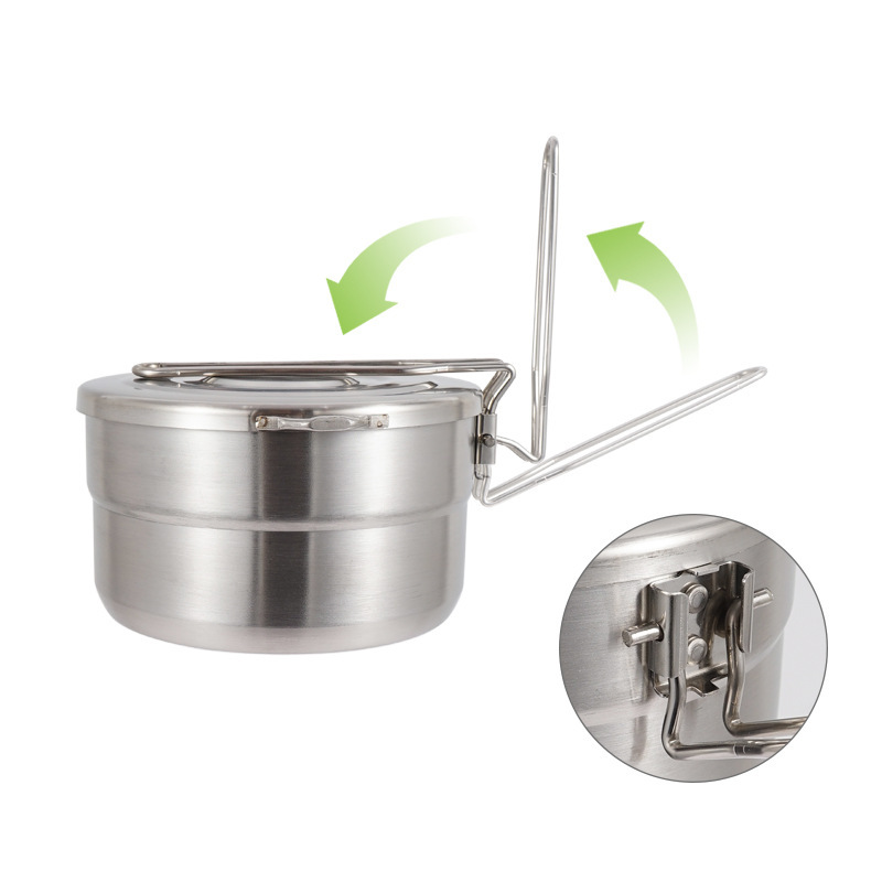 Outdoor Stainless Steel Cookin - огляд і ціна Camping Cooking Pot With Lid