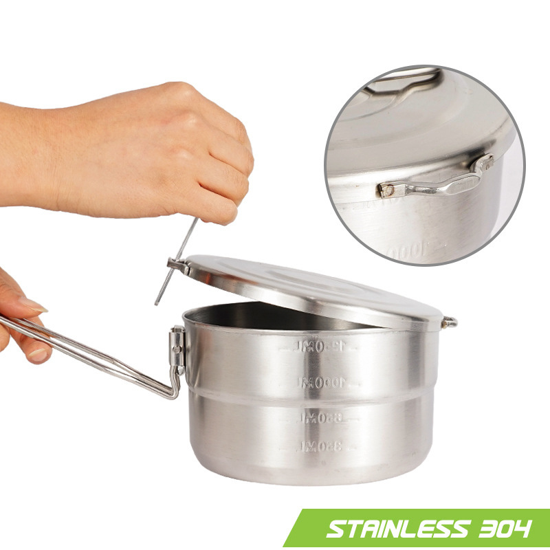 Outdoor Stainless Steel Cookin - огляд і ціна Camping Cooking Pot With Lid