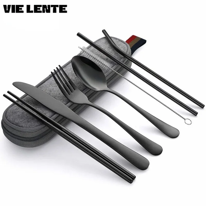 8Pcs/set Tableware Reusable Tr - огляд і ціна Camping Cooking Cutlery Set
