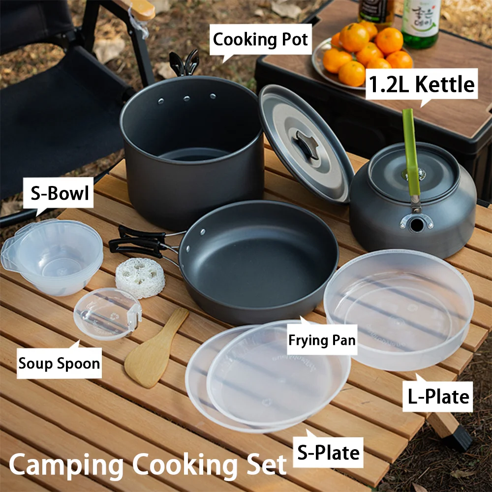 Large Capacity Non-Stick Campi - огляд і ціна Nesting Camping Cooking Set