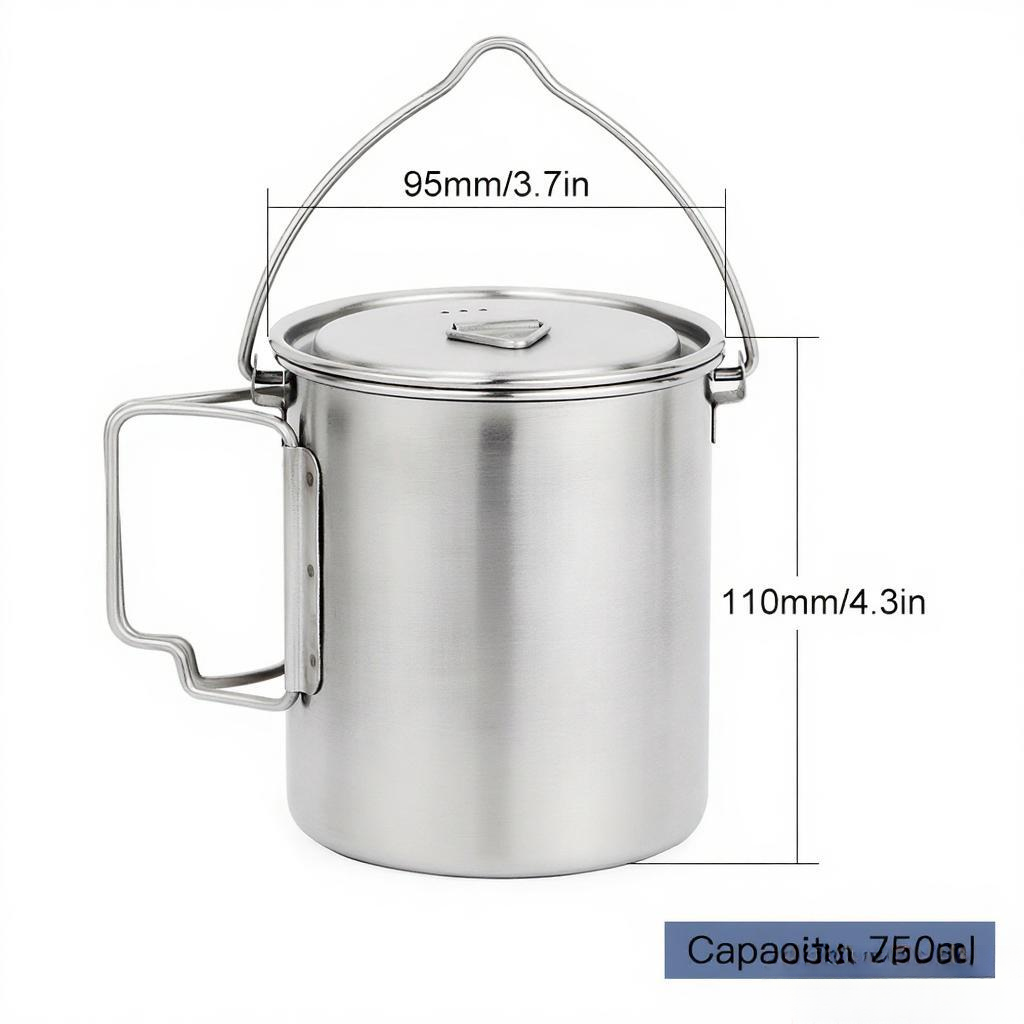 750ml Stainless Steel Pot Port - огляд і ціна Camping Cooking Pot With Lid