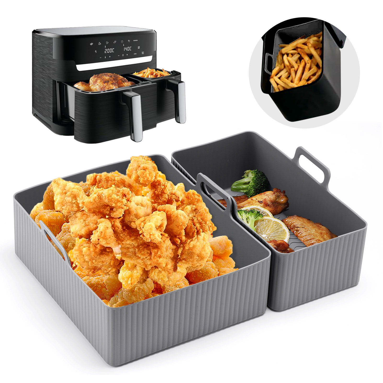 2pcs Set Silicone Air Fryer Ma - огляд і ціна Camping Cooking Mat