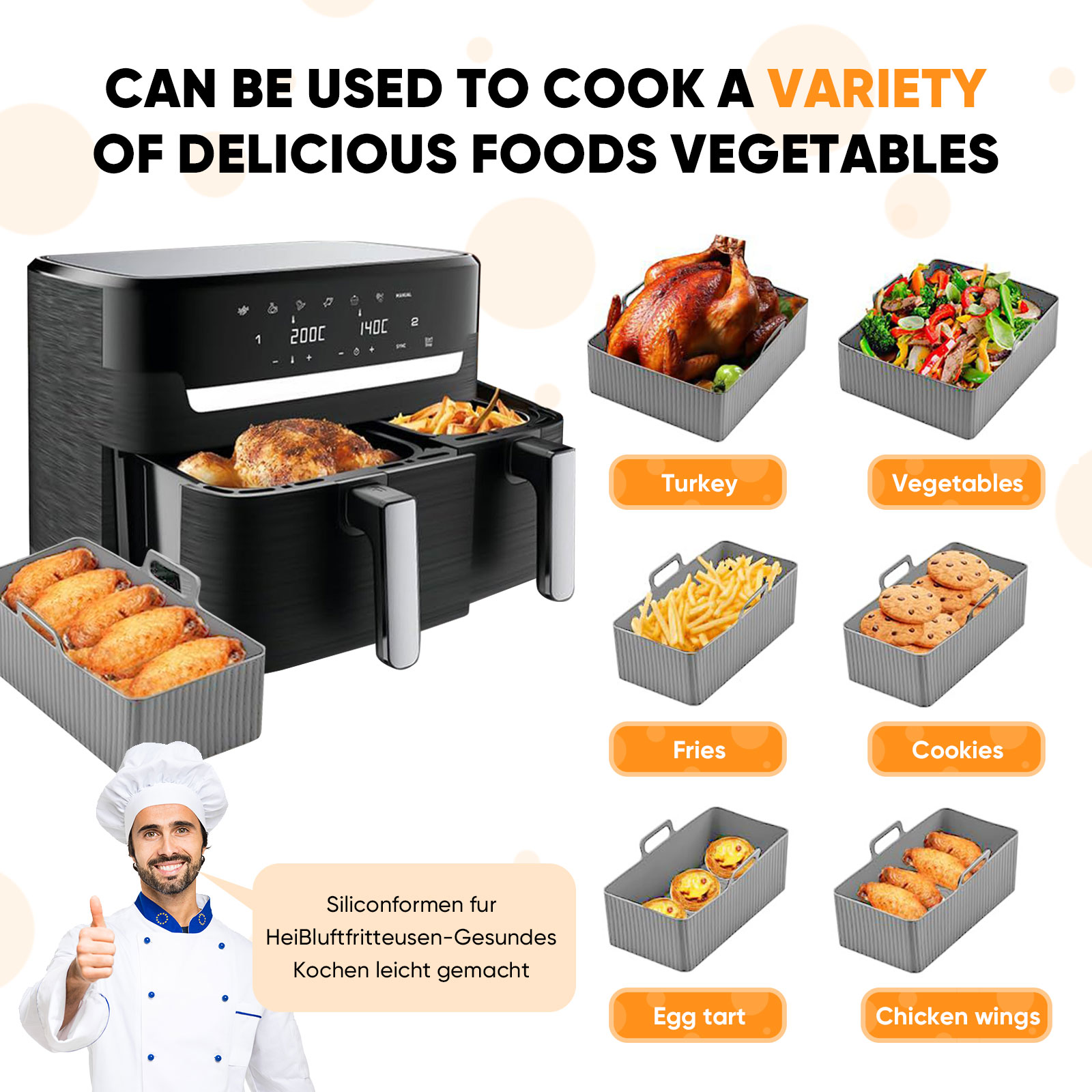 2pcs Set Silicone Air Fryer Ma - огляд і ціна Camping Cooking Mat