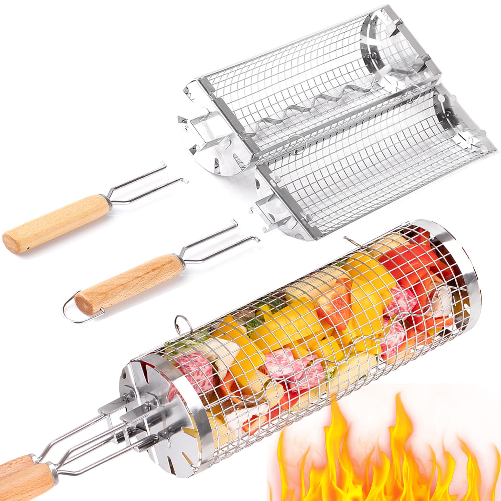BUYYES Rolling Grill Basket BB - огляд і ціна Camping Cooking Roll