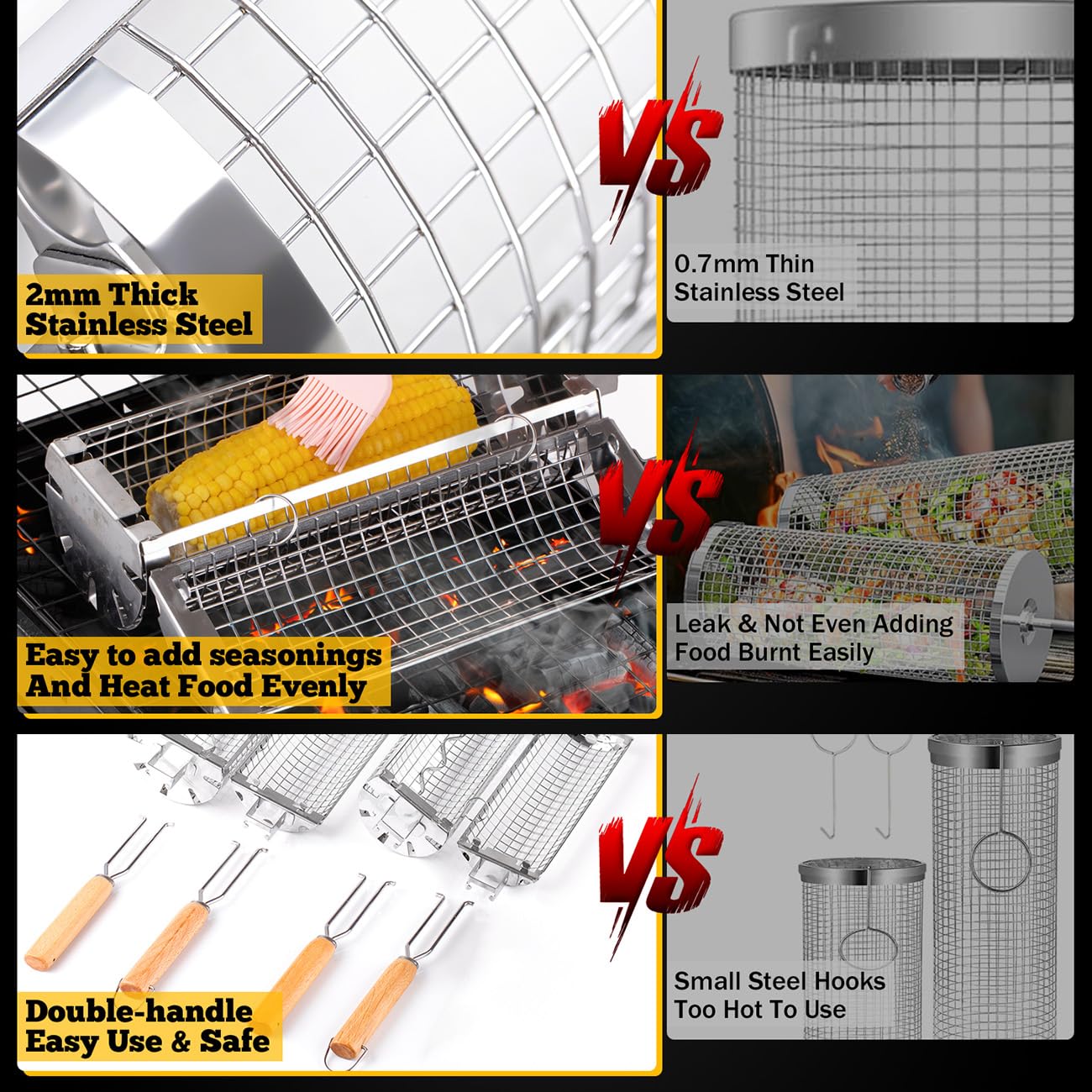BUYYES Rolling Grill Basket BB - огляд і ціна Camping Cooking Roll